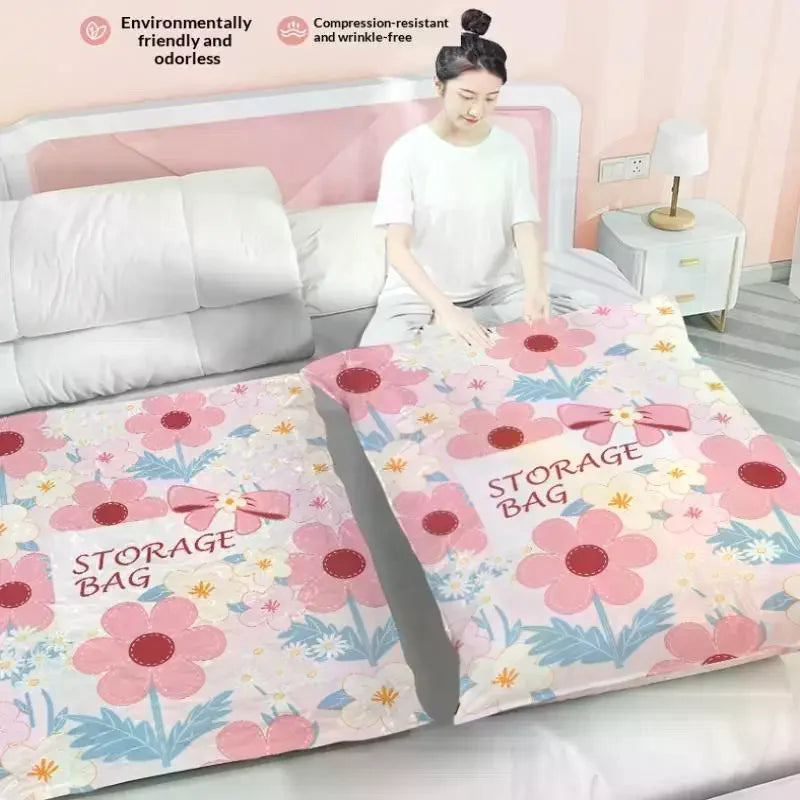 Vacuum Storage Bag Space Saver Bags Compression For Comforters And Blankets, Sealer Clothes Travel Packing Organizer