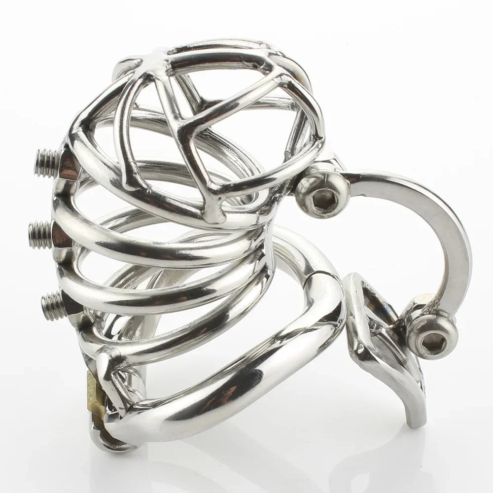 Stainless Steel Chastity Cage with Scrotum Ring