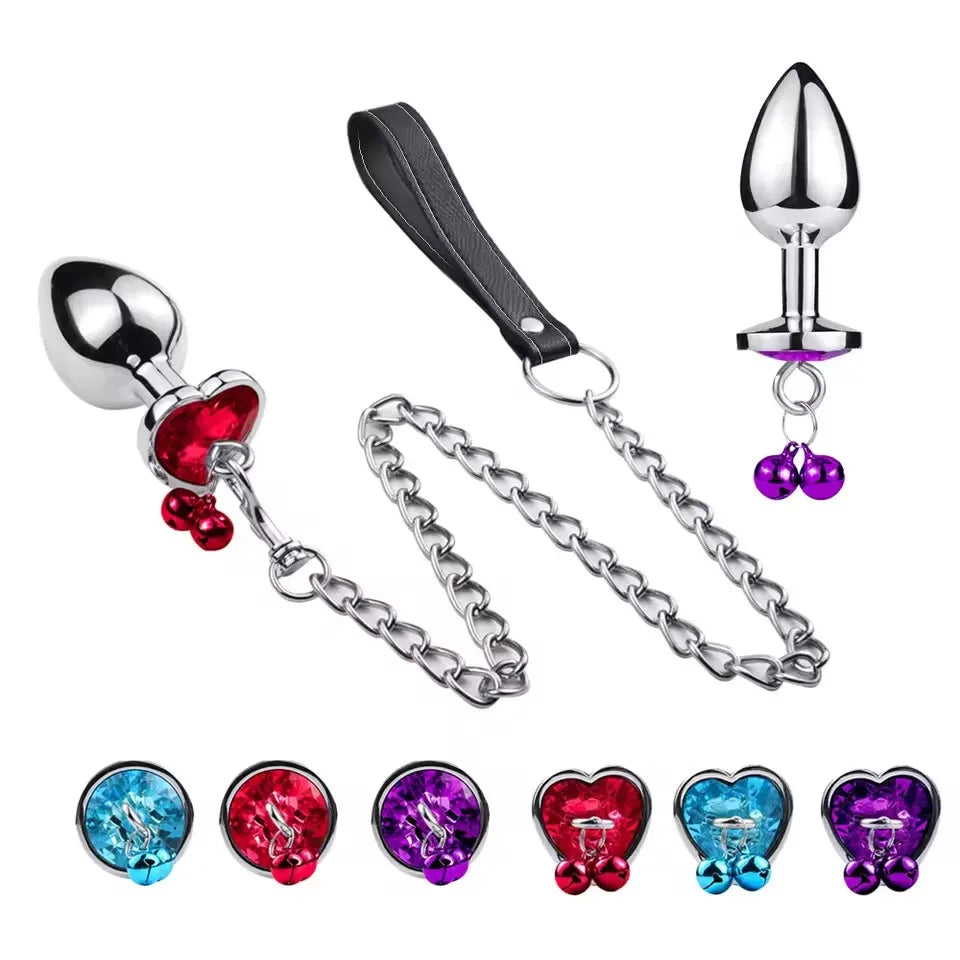 Crystal Bell Metal Anal Plug with Chain – 3 Sizes