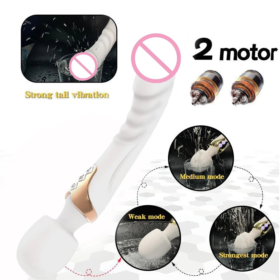 Dual-Motor Wand Vibrator – 10 Modes
