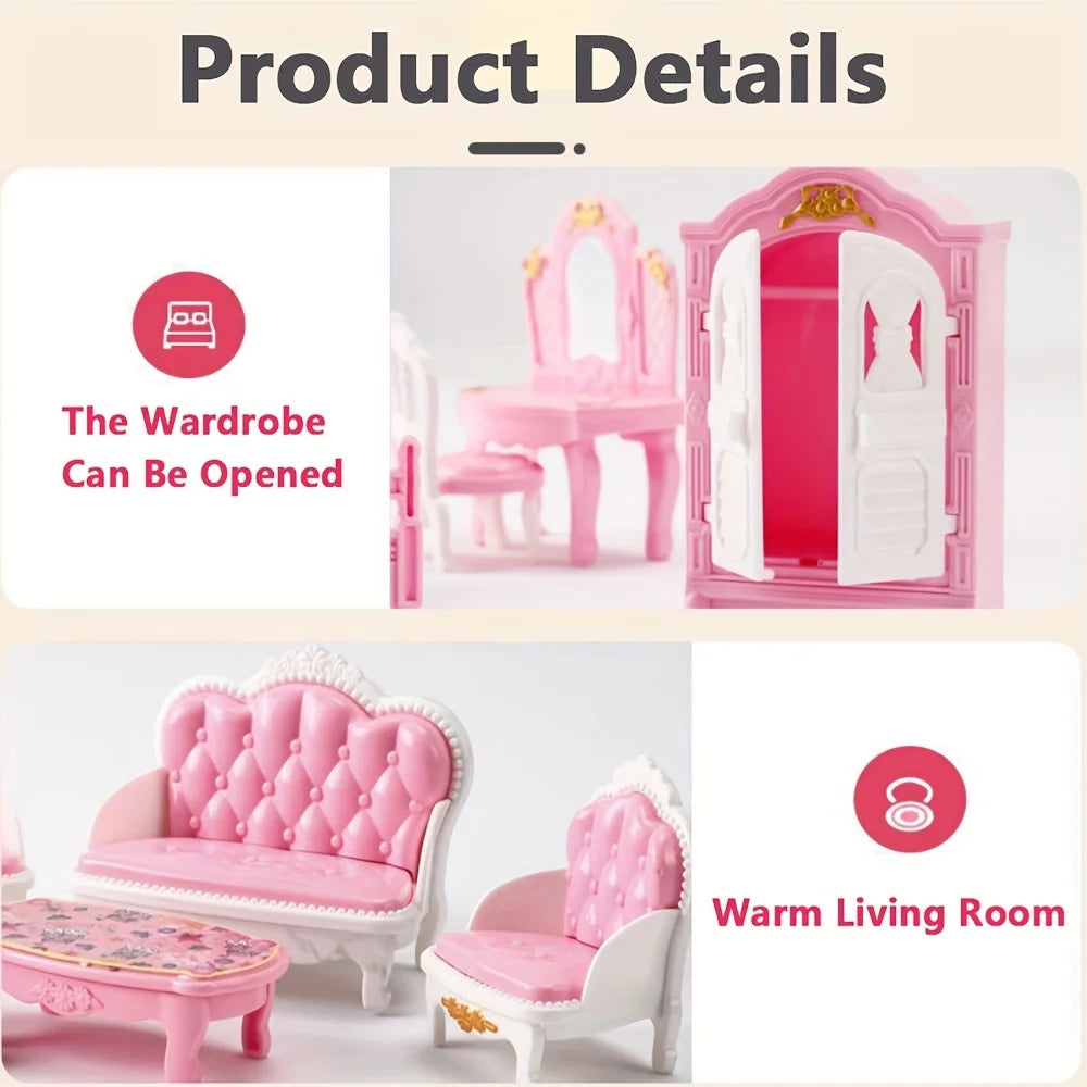 Pink Miniature Dollhouse Furniture Set
