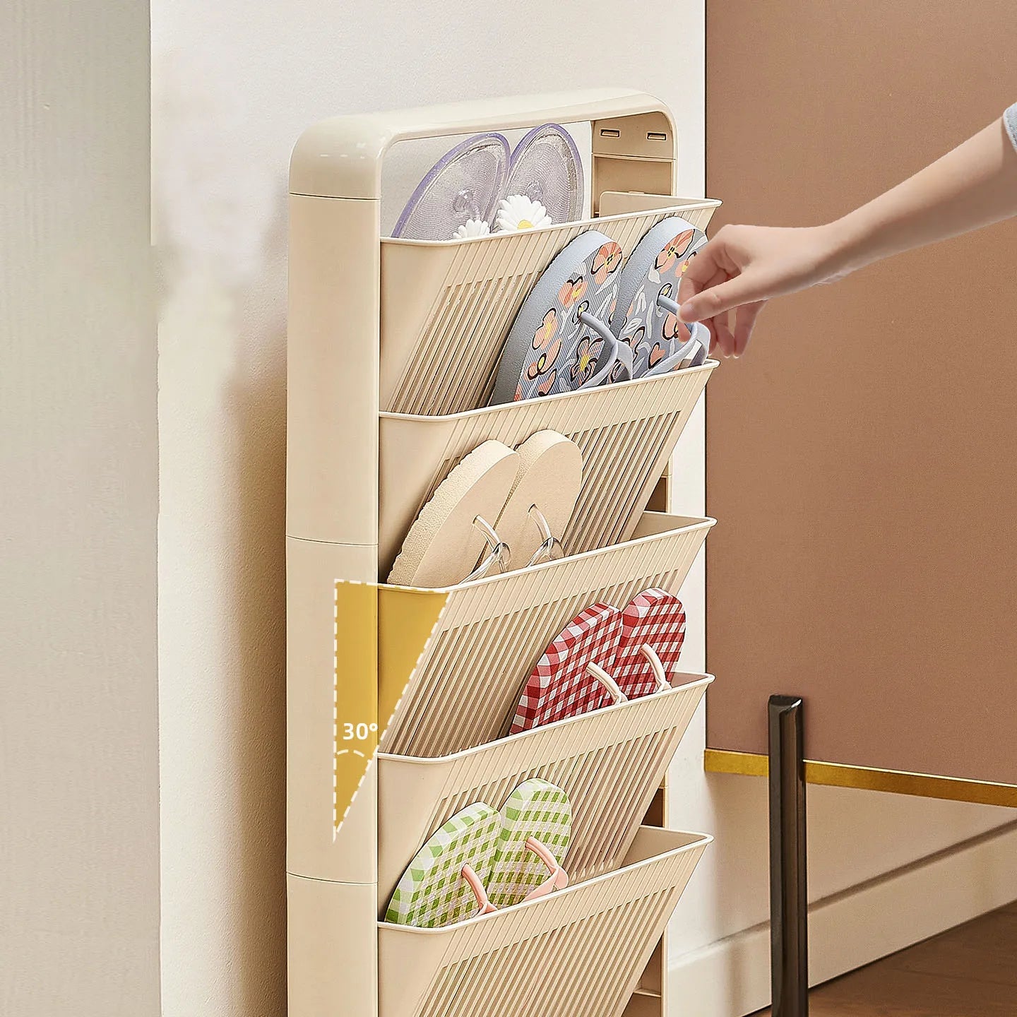 Shoe Storage Rack, Space-Saving Multifunctional Storage Rack, Suitable for Living Room, Bedroom, Also Functions as a Bookshelf.