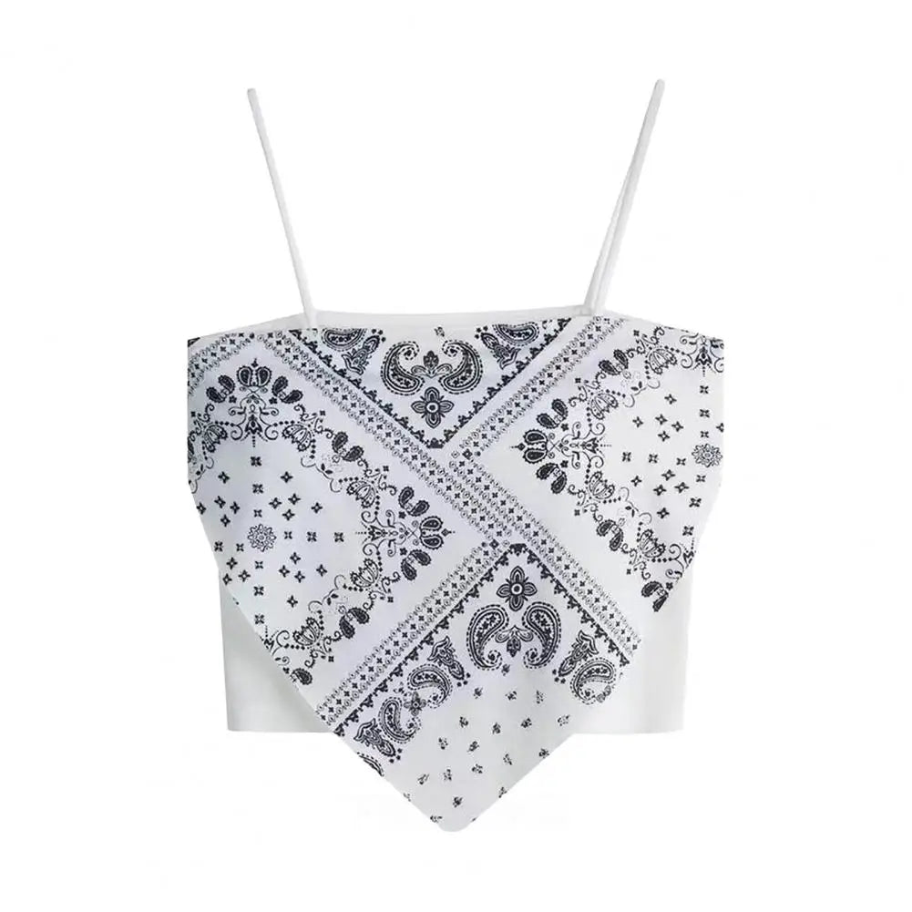 Women's Printed Backless Spaghetti-Strap Crop Top