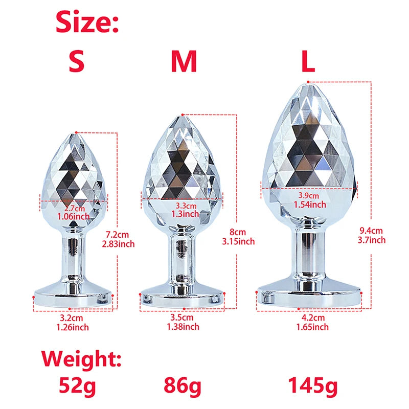 Diamond-Texture Stainless Steel Crystal Anal Plug
