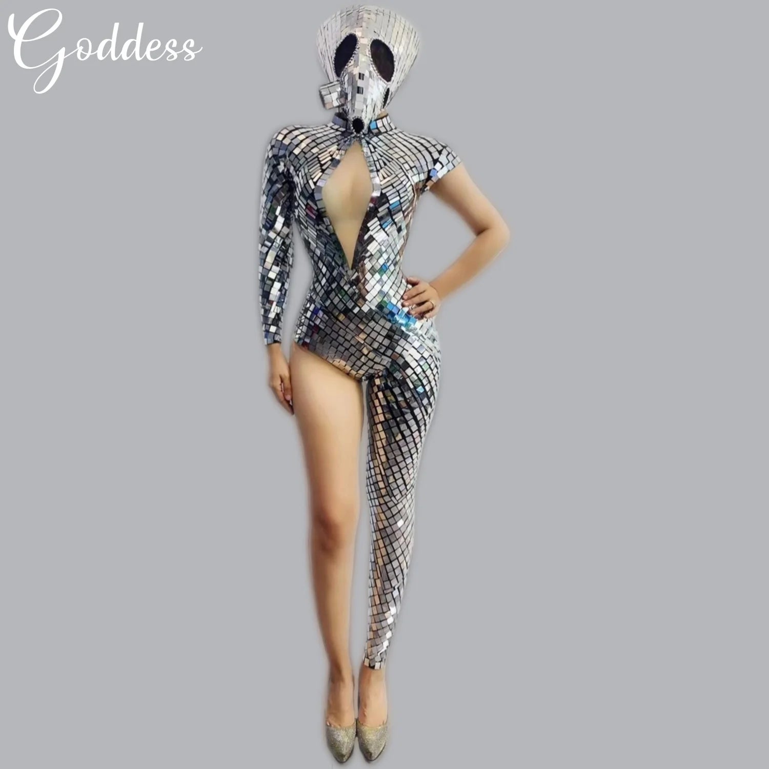 Sparkly Sequins Asymmetrical Sexy Jumpsuit Nightclub Carnival Showgirl Bodysuit Sexy Masquerade Costume Bar Singer DJ Outfit