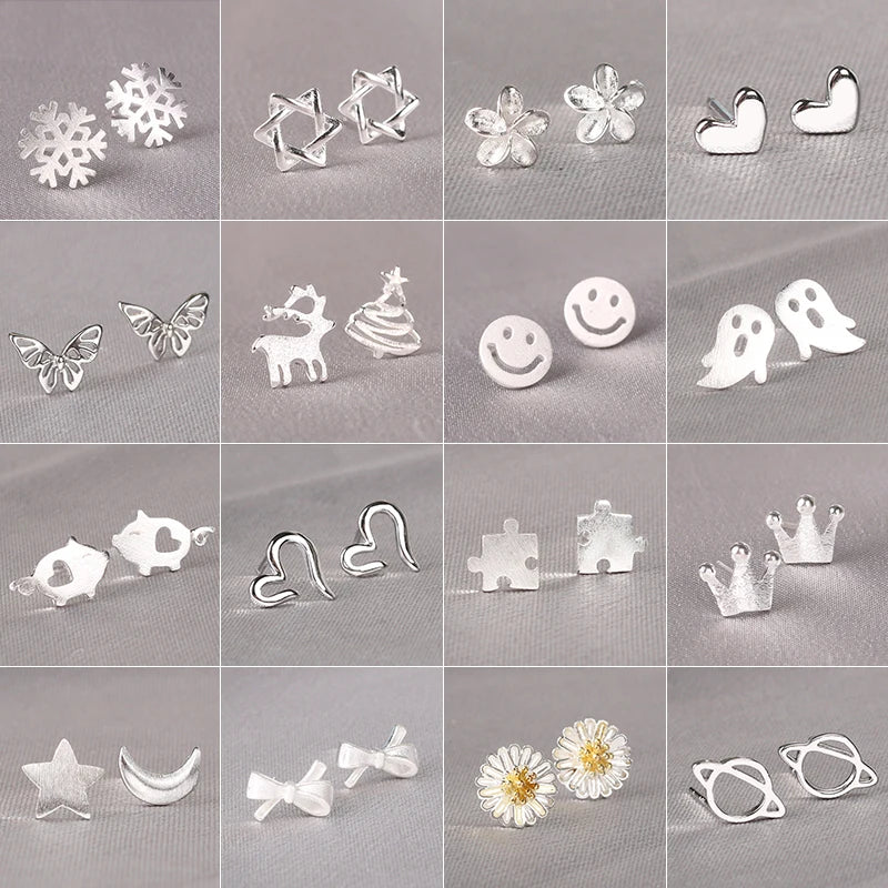 925 Silver-Needle Mini Stud Earring Set