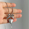Y2K Bow & Heart Pendant Necklace