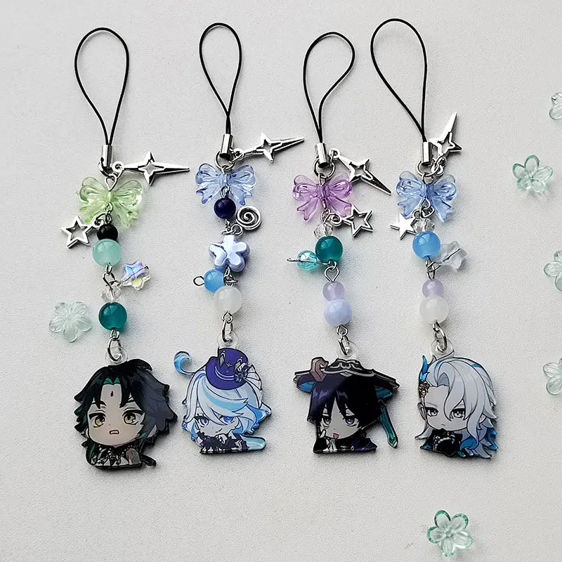 Wanderer, Furina, Neuvillette and Xiao inspired keychains/phone charms