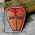 Thick Thighs Save Lives Embroidered Patch Funny Punk Biker Morale Badge Hook and Loop for Tactical Backpack Vest