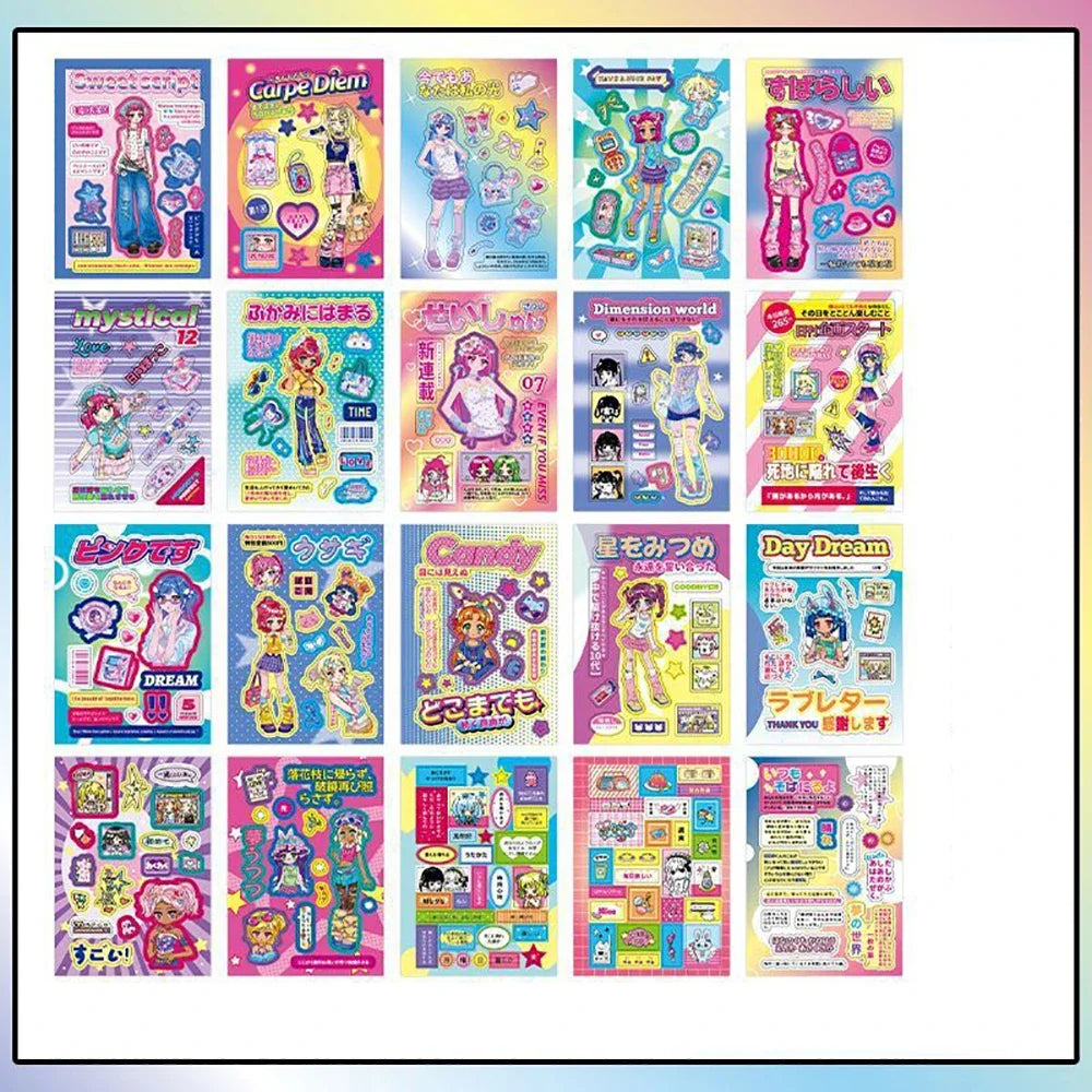 20-Sheet Vintage Anime Girl Y2K Sticker Set