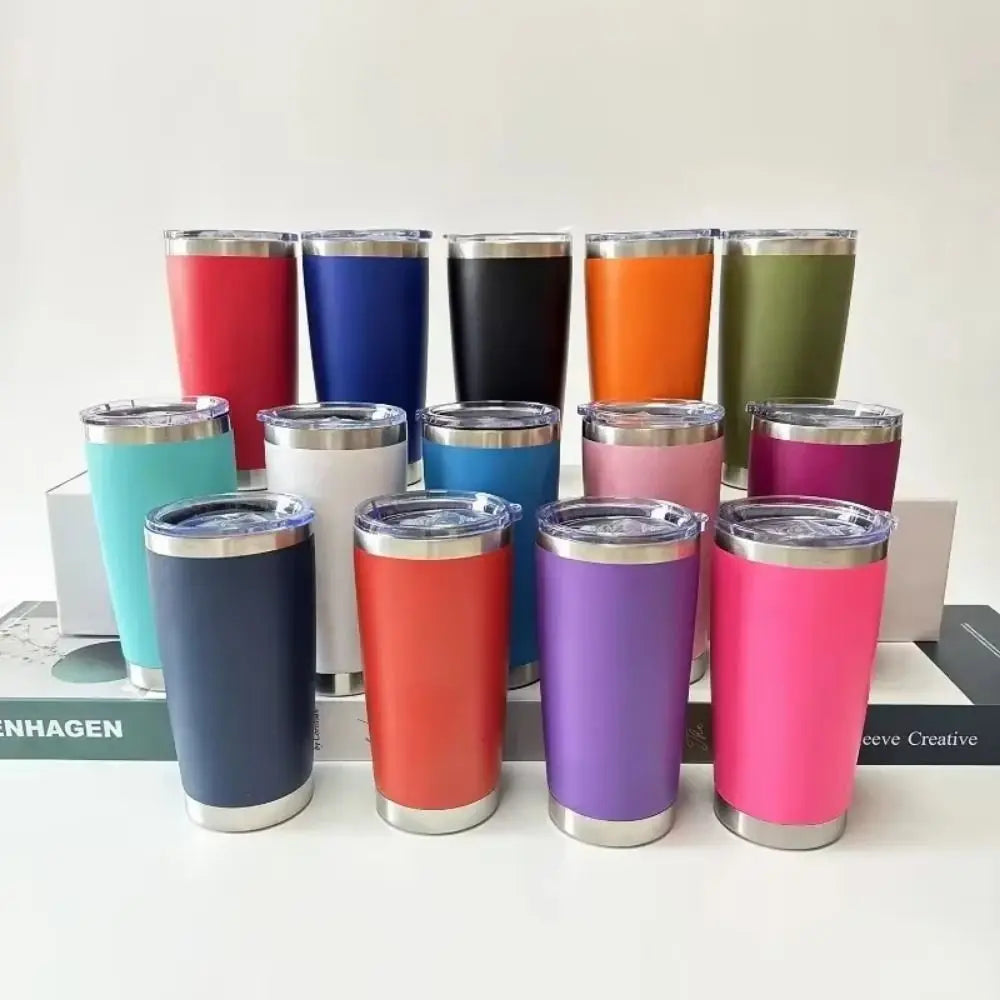 20oz Capacity Travel Insulated Tumbler Double-Walled with Lid Vehicle Mounted Water Bottle Leak Proof Vacuum Insulated
