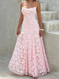 2025 New Sexy Strapless Fashion Elegant Long Floral Printed Dress Streetwear Backless Belted Slim Fit High Waist A- Line Dresses