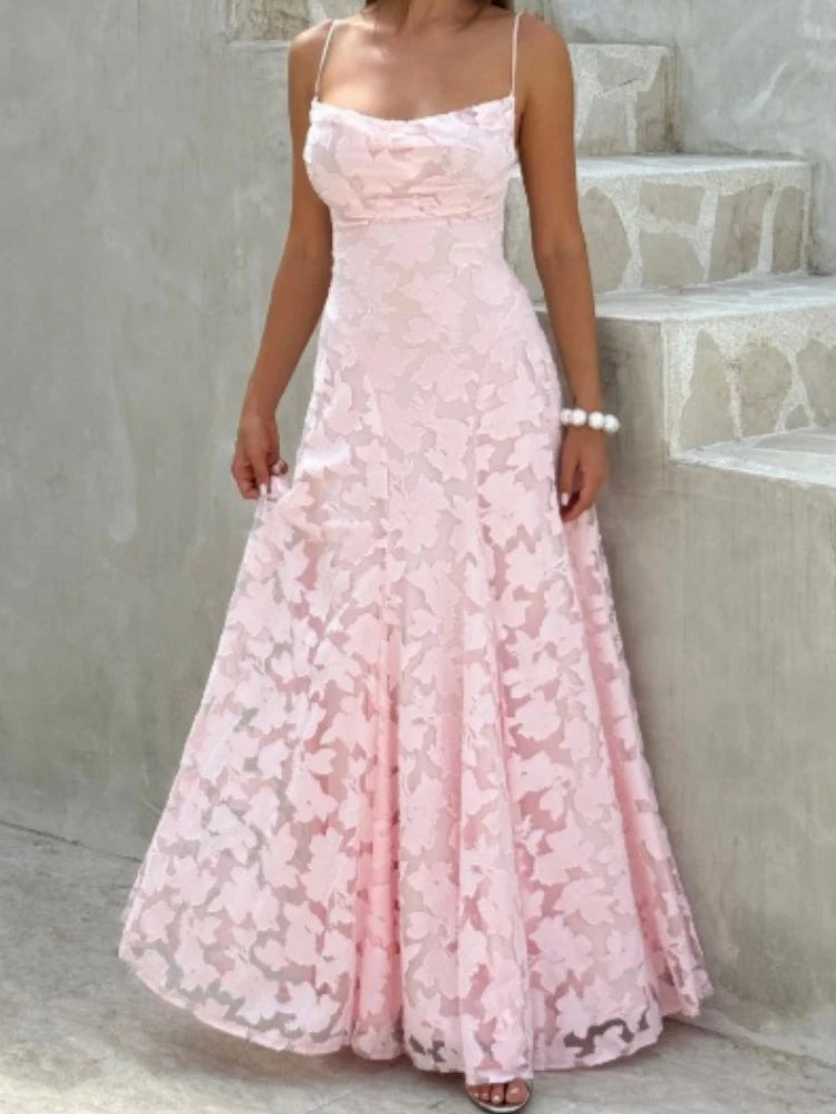 2025 New Sexy Strapless Fashion Elegant Long Floral Printed Dress Streetwear Backless Belted Slim Fit High Waist A- Line Dresses
