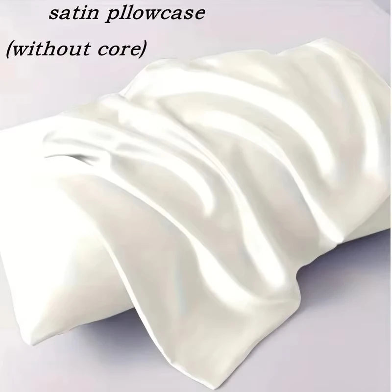 1 Pair Satin Pillowcase - Anti-Allergy Breathable Bedding Polyester Satin with Envelope Closure Machine Washable & Skin-Friendly
