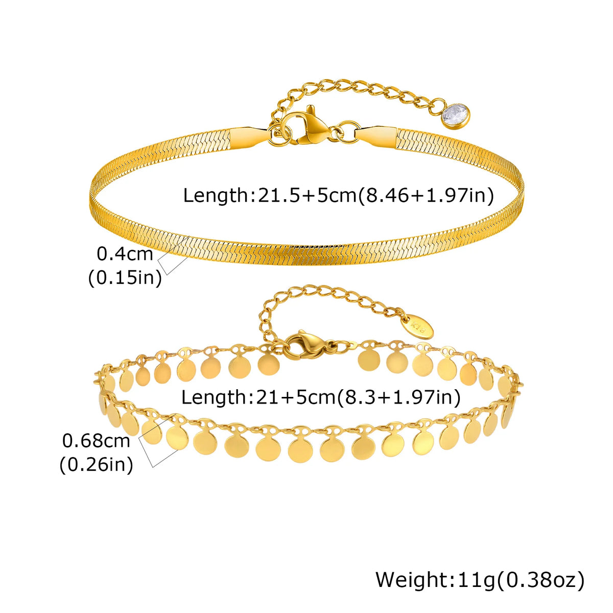 Women's 18K Gold-Plated Layered Stainless Steel Anklet Set