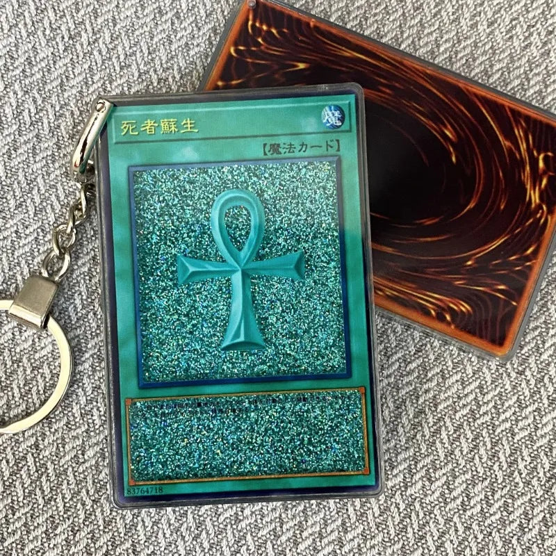 Yu-Gi-Oh!! Anime peripherals keychains creative cartoons cool personalities DIY handmade quicksand cards car schoolbag pendants