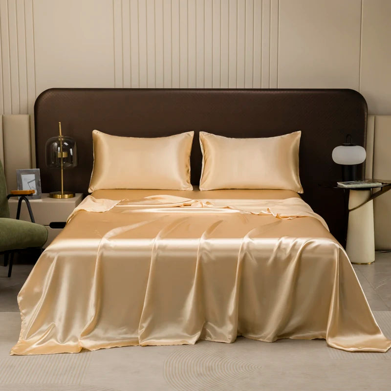 Solid Satin Sheet & Pillowcase Bedding Set