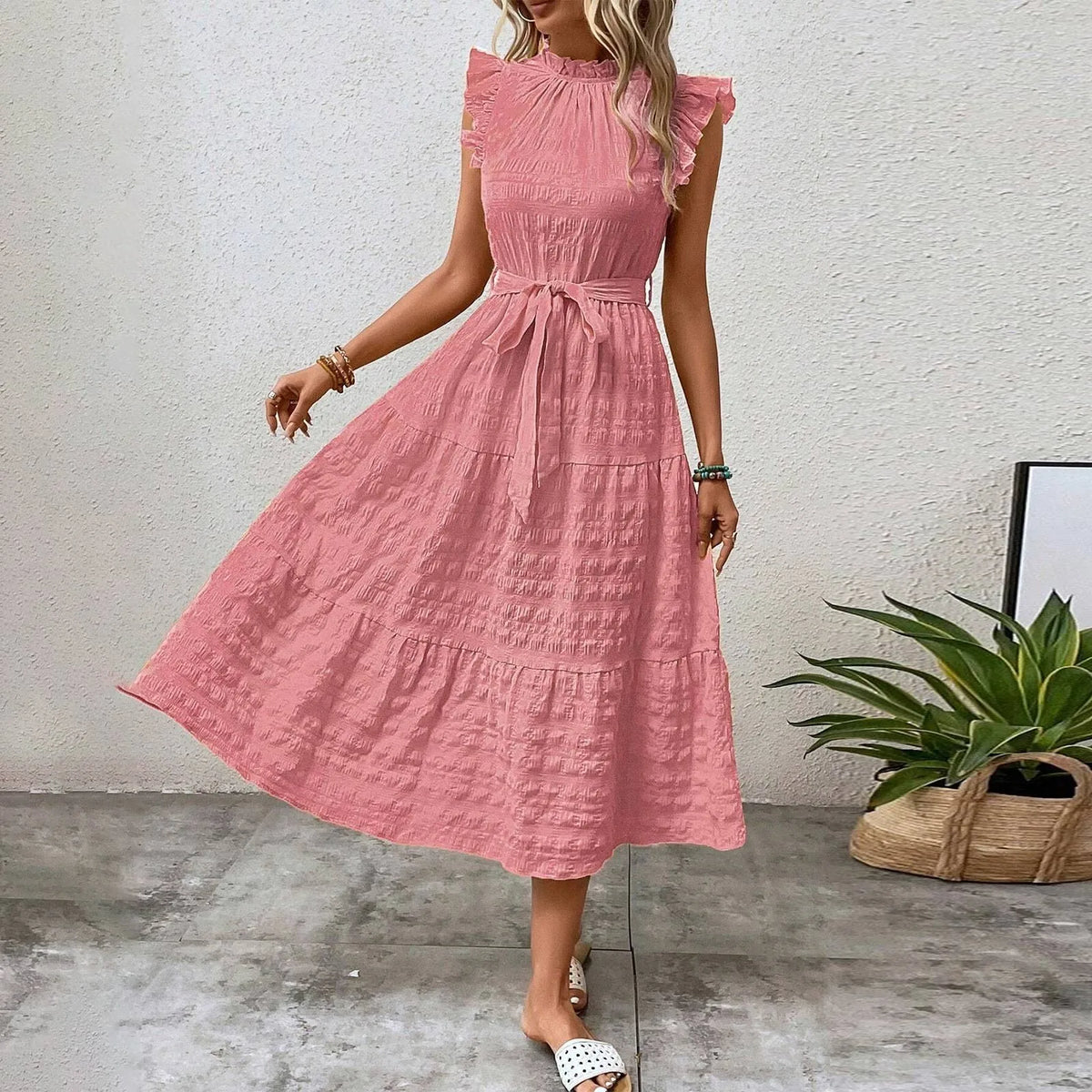 Women's Solid Strap-Detail Beach Dress