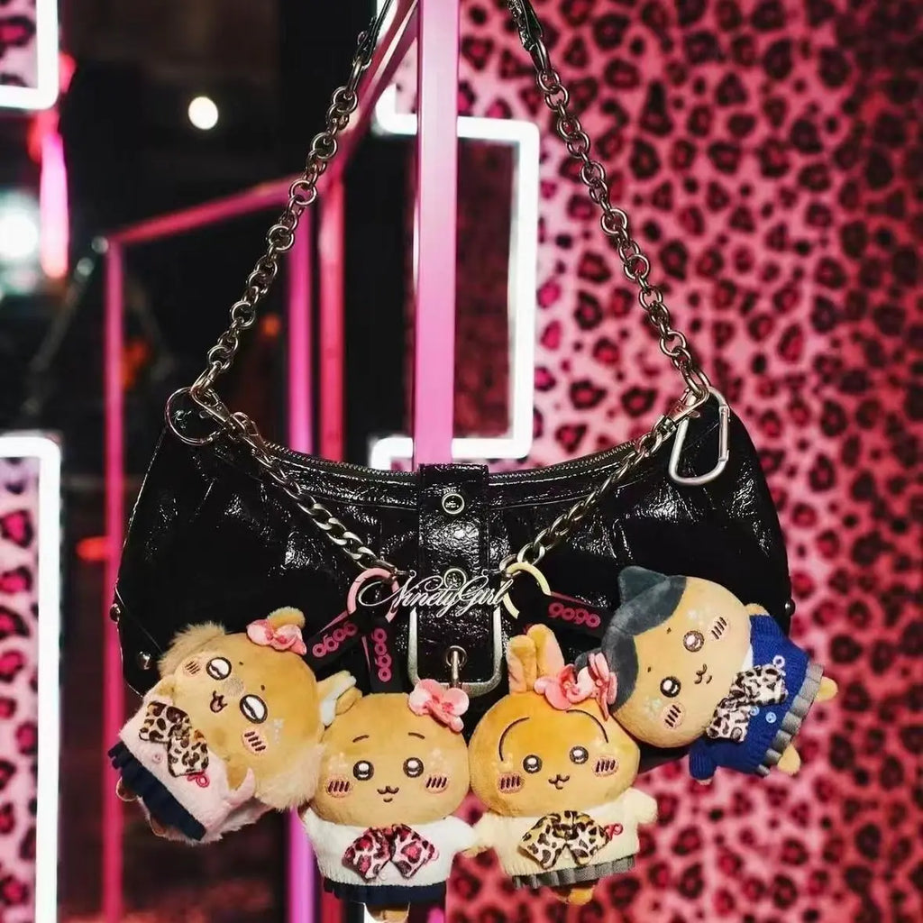 Hachiware & Usagi Leopard Print Plush Keychain
