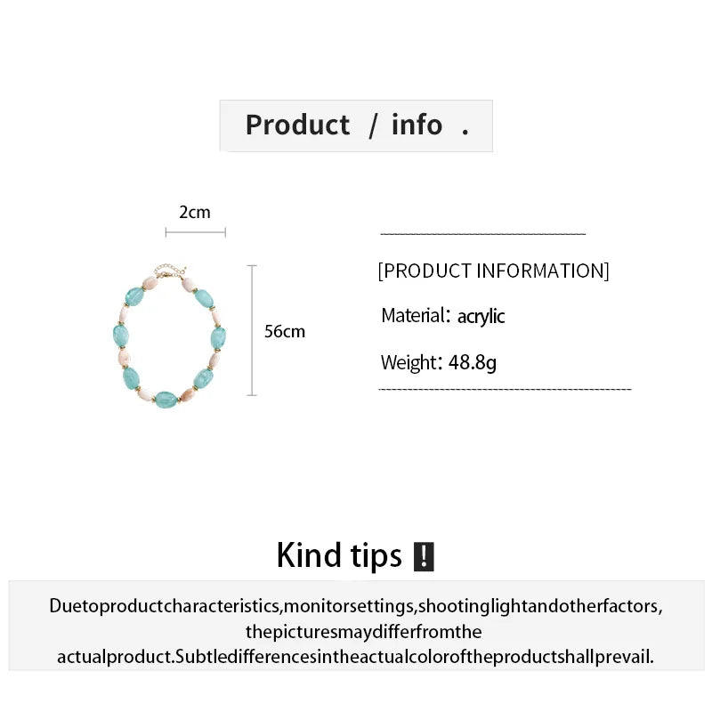 Multi Colors Irregular Oval Acrylic Chokers Necklaces Women Bohemian Chunky Smudging Resin Bead Necklaces Jewelry Vacation Party