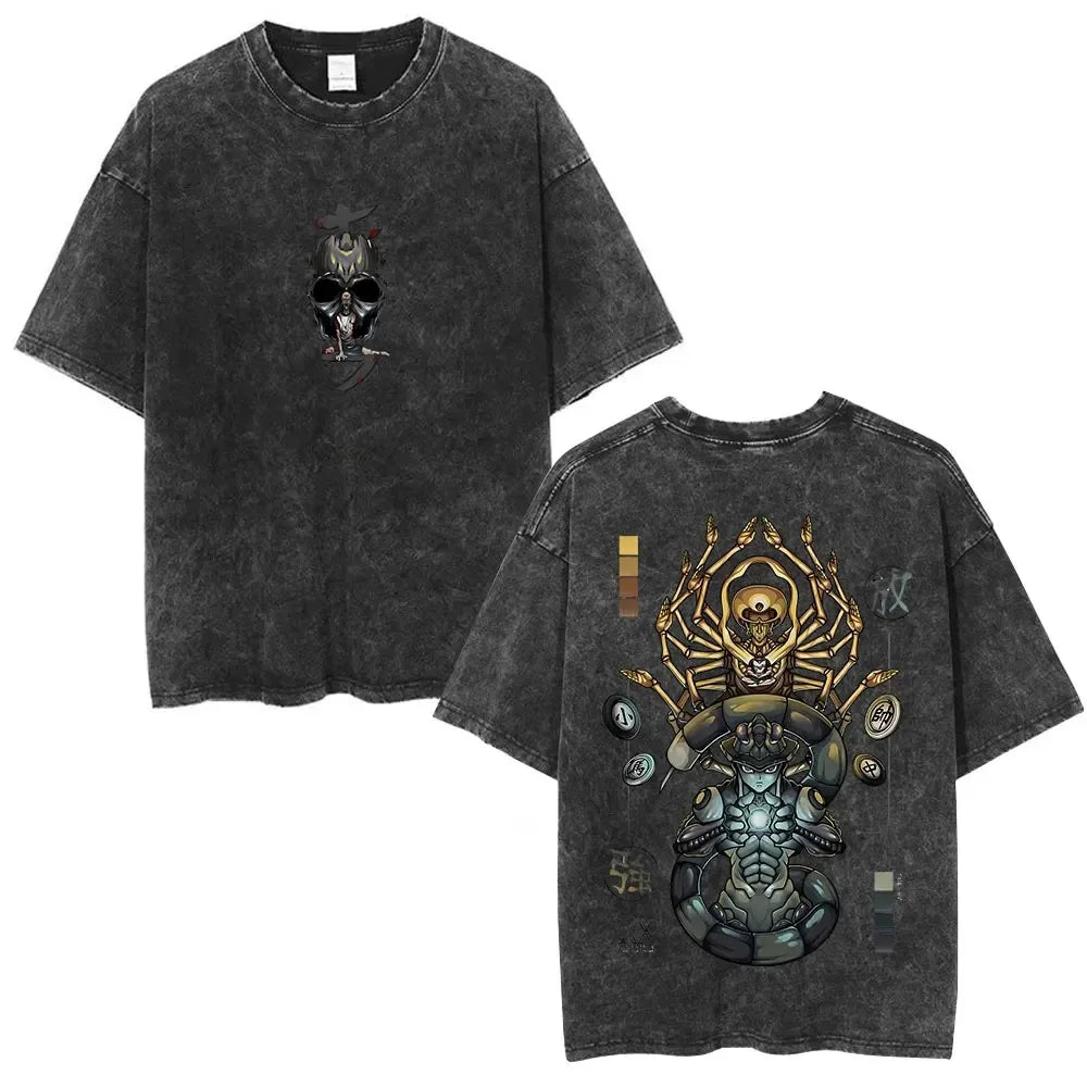 Hunter X Hunter Phantom Troupe Washed T-shirts Anime Hisoka Oversized Print T Shirt Men Women Streetwear Y2k Clothing Cotton Tee