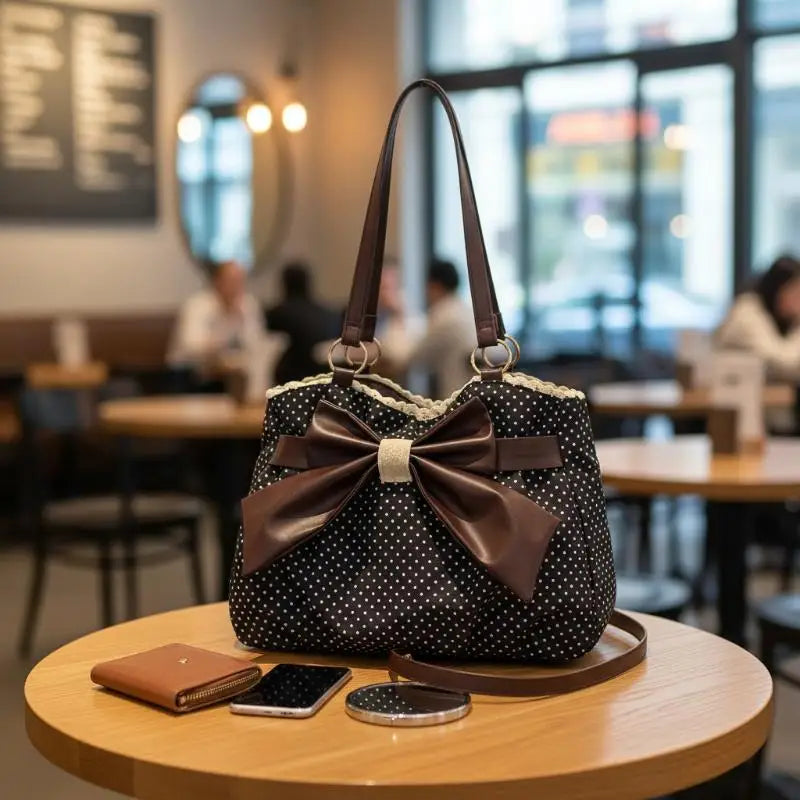 Vintage Polka Dot Bow Shoulder Bag