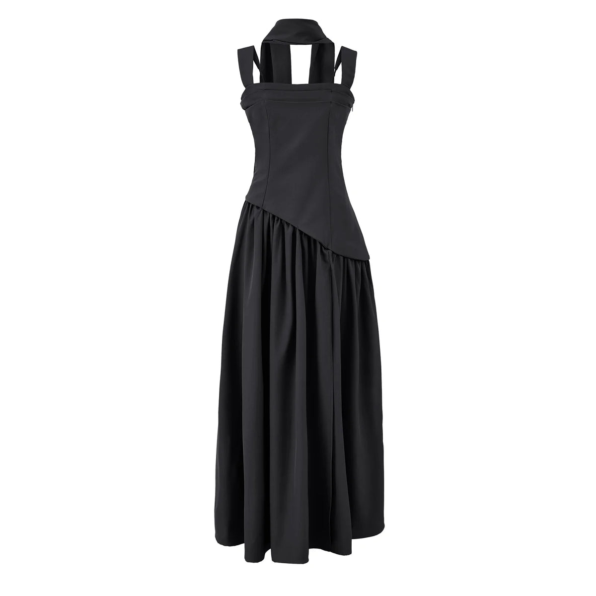 Women's Green Scarf-Strap Fit & Flare Dress
