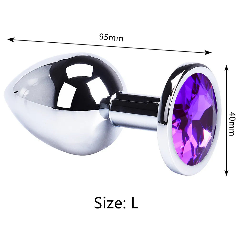 Colored Crystal Stainless Steel Anal Plug – 3 Sizes