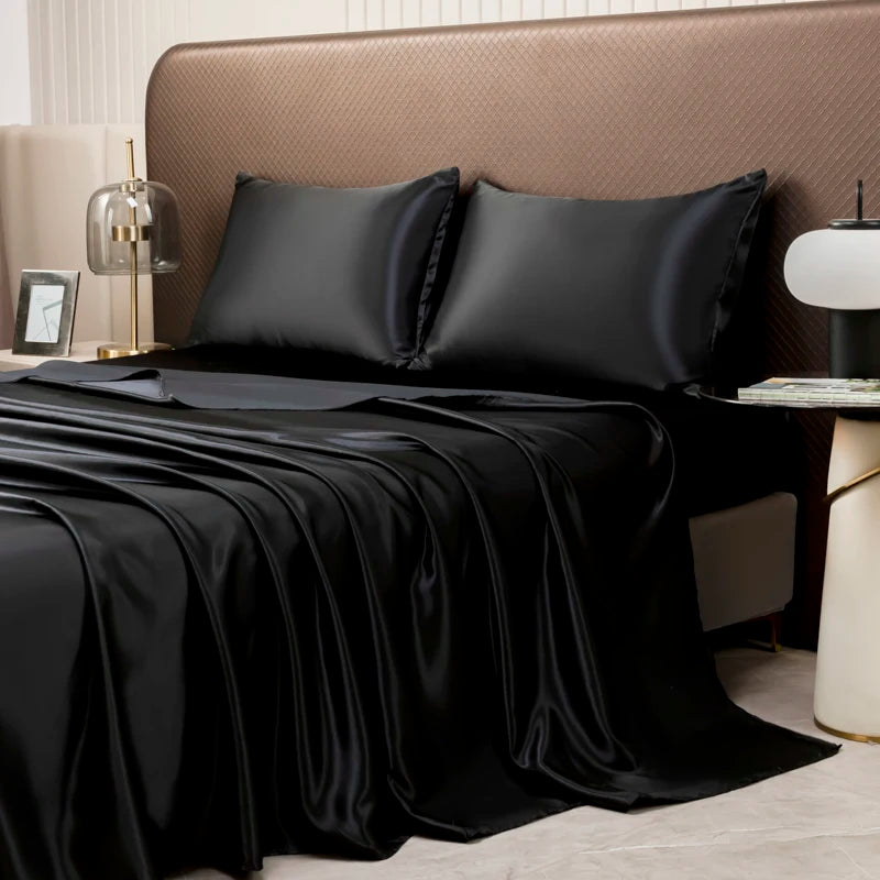 Solid Satin Sheet & Pillowcase Bedding Set
