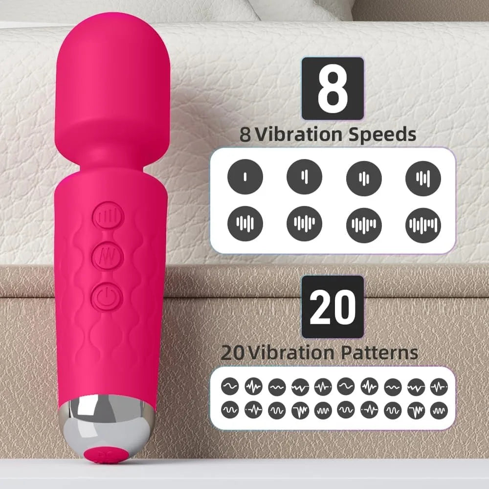 Rechargeable Mini Wand Vibrator – 20 Patterns/8 Speeds