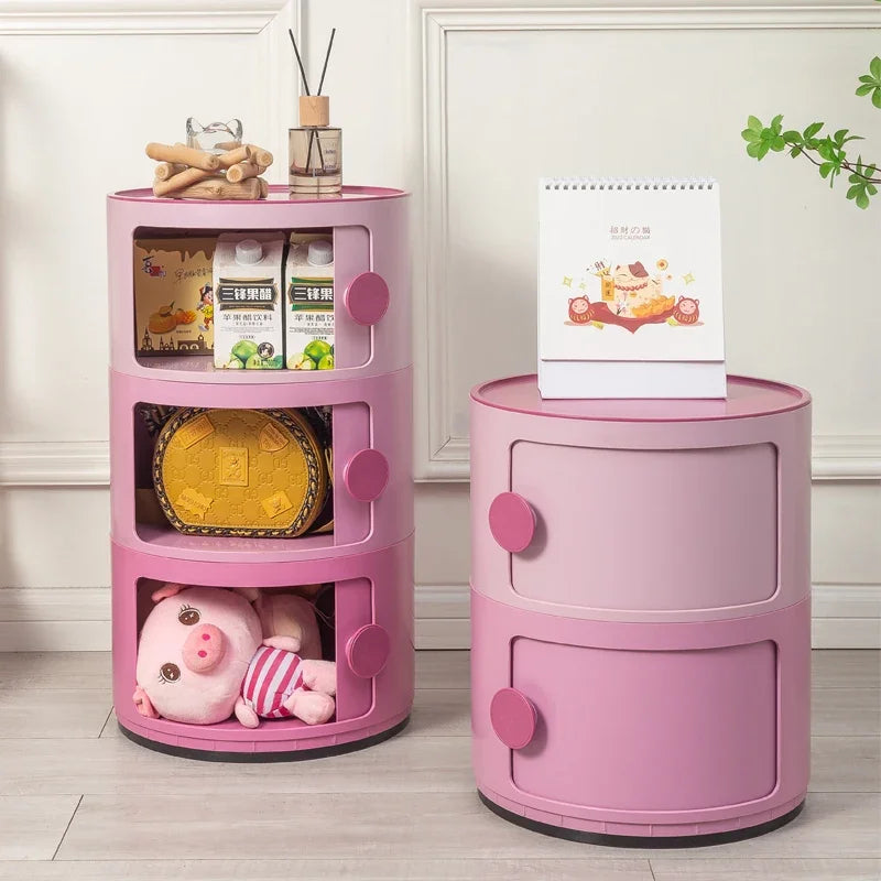 Pink Round Kawaii Bedside Table