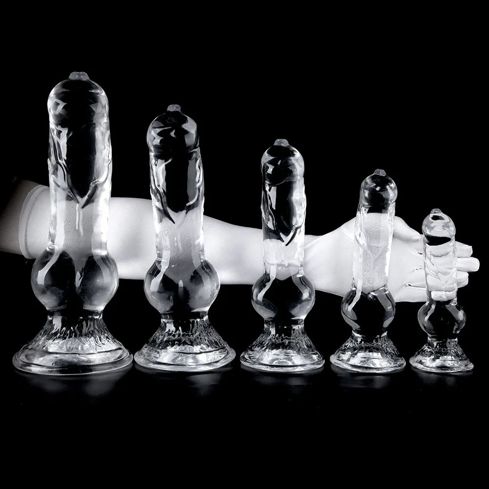 18-33cm Long Animal Dog Dildo TPE Clear Anal Plug Dog Penis Big Suction Cup Cock Vagina Masturbator Anal Sex Toys For Men Women