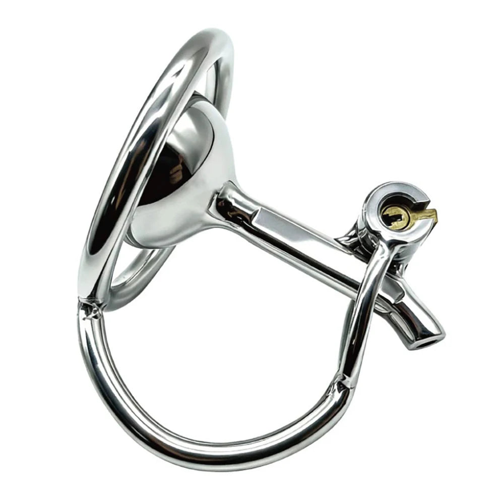Stainless Steel Chastity Cage with Scrotum Lock