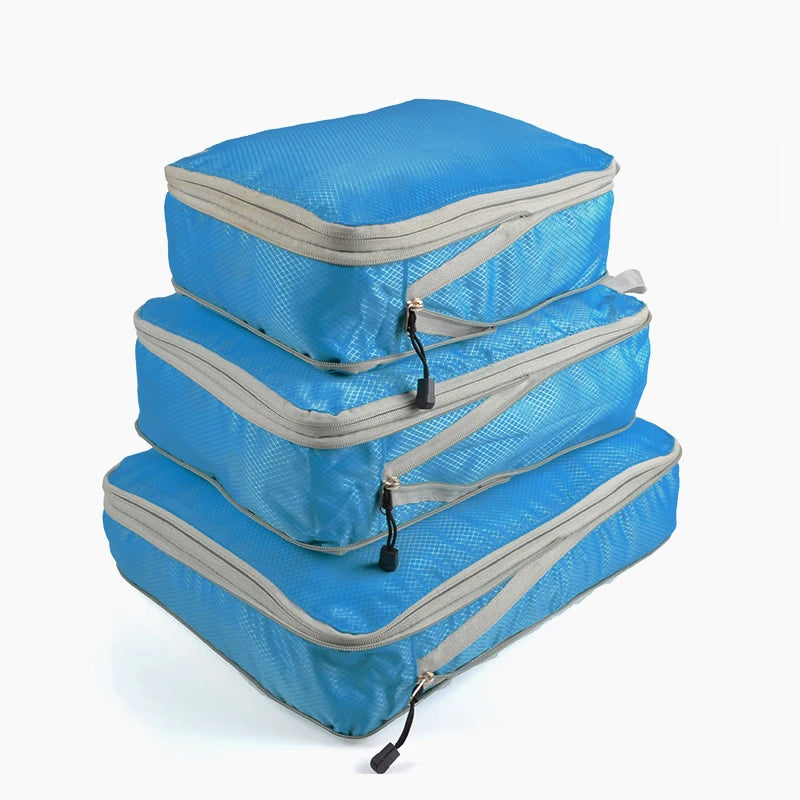 Compression Packing Cube Set with Zippered Storage Bags