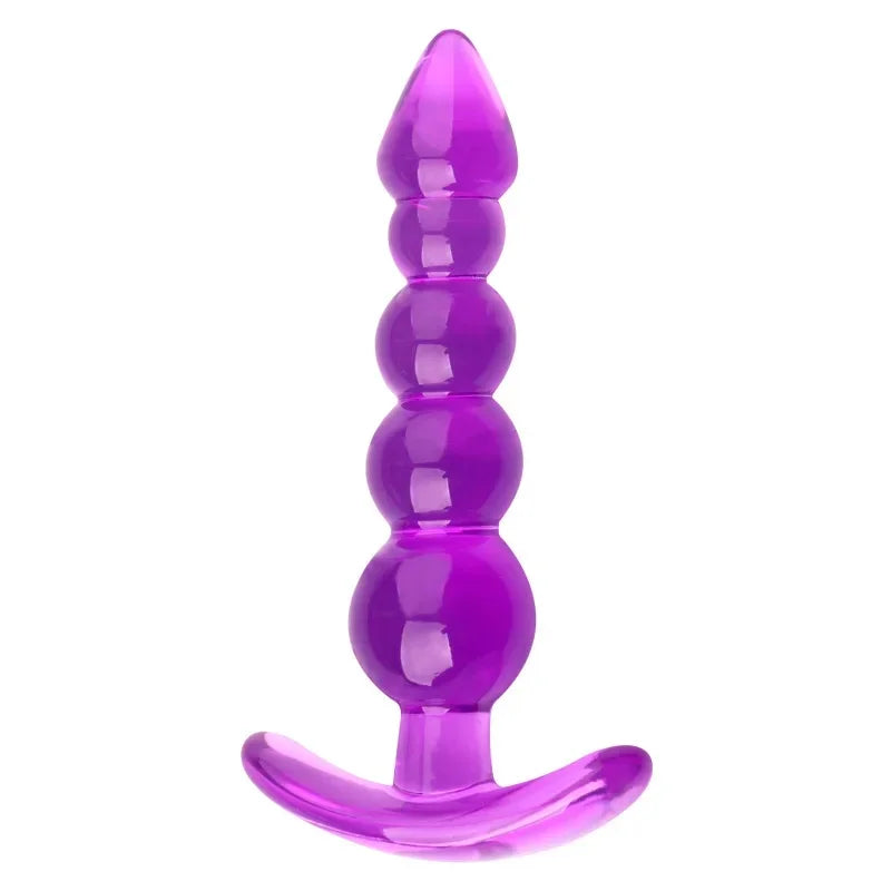 Soft Silicone Anal Bead Plug with Safety Base