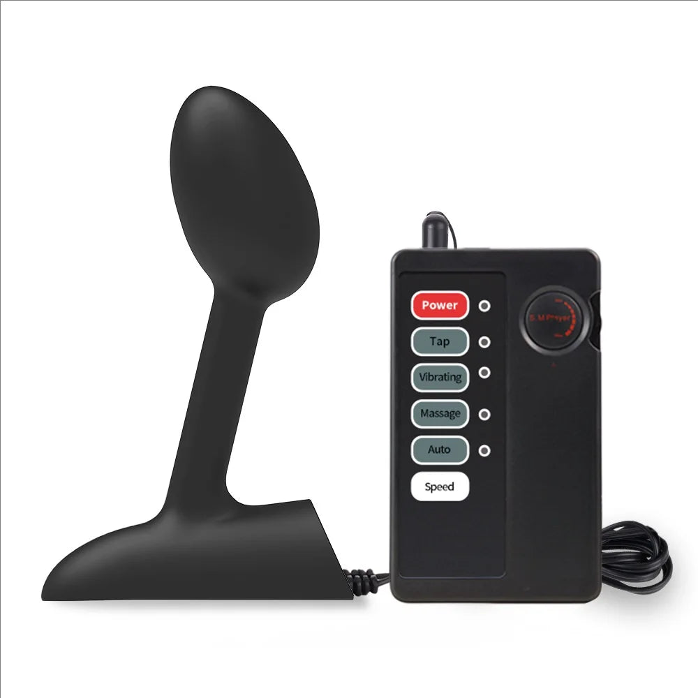 Electric-Stimulation Silicone Anal Bead & Plug