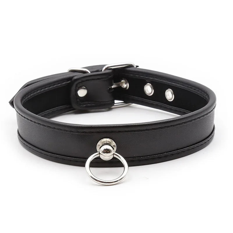 PU Leather O-Ring Collar Choker Necklace