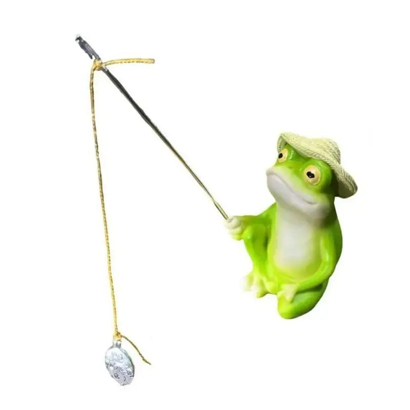 E8BD Funny Frogs Panda Fishing Figurine Resins Garden Statue for Outdoor Decoration and Landscaping Collectible Sculpture
