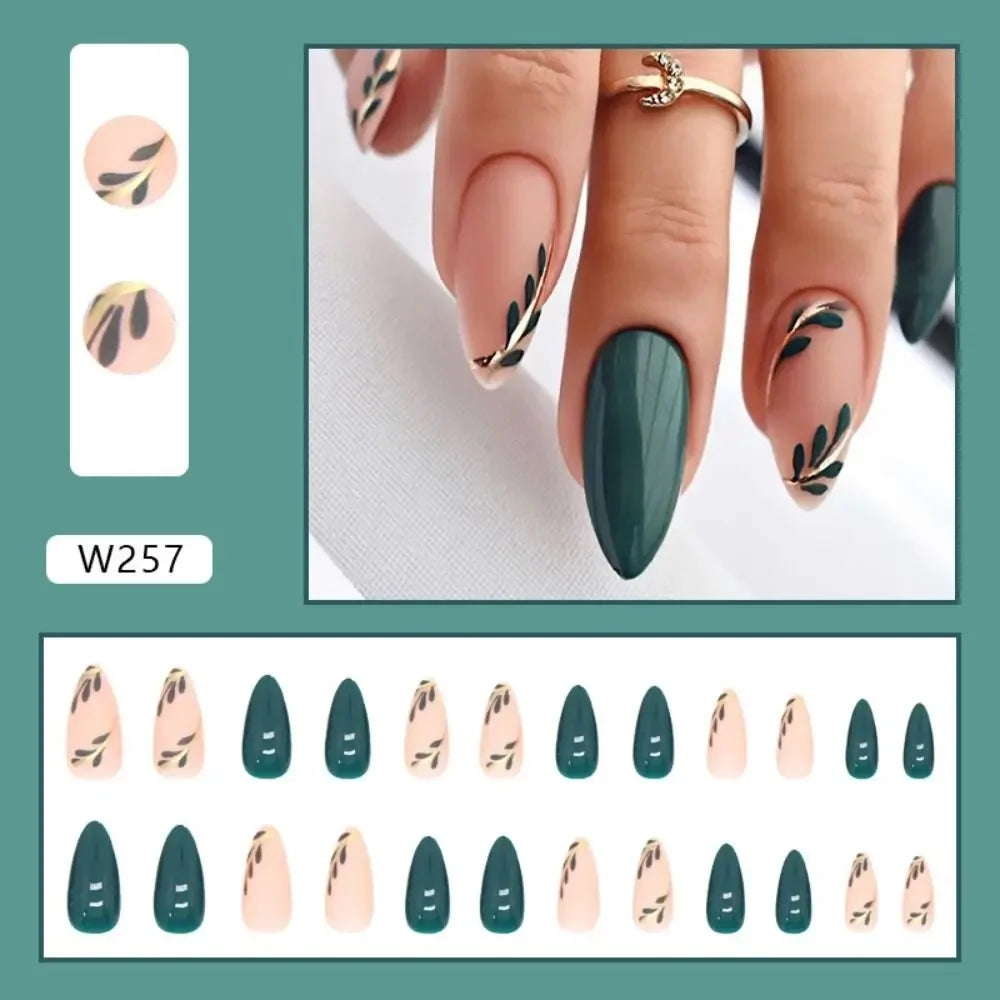 French Almond Colorblock Stripe Press-On Nails