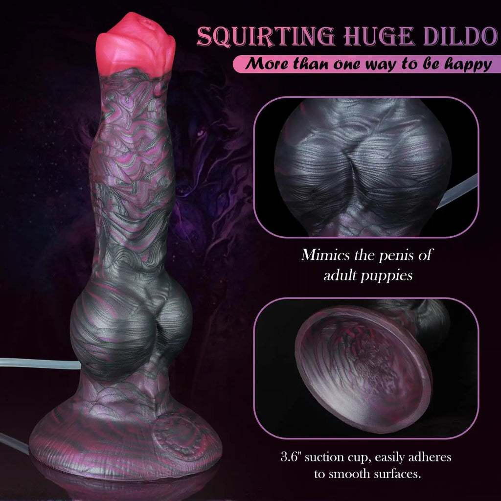 Large Dog Knot Ejacultion Dildo With Sucker Spray Liquid Function Sex Toys For Women Men Couple Purple Silicone Squirting Penis