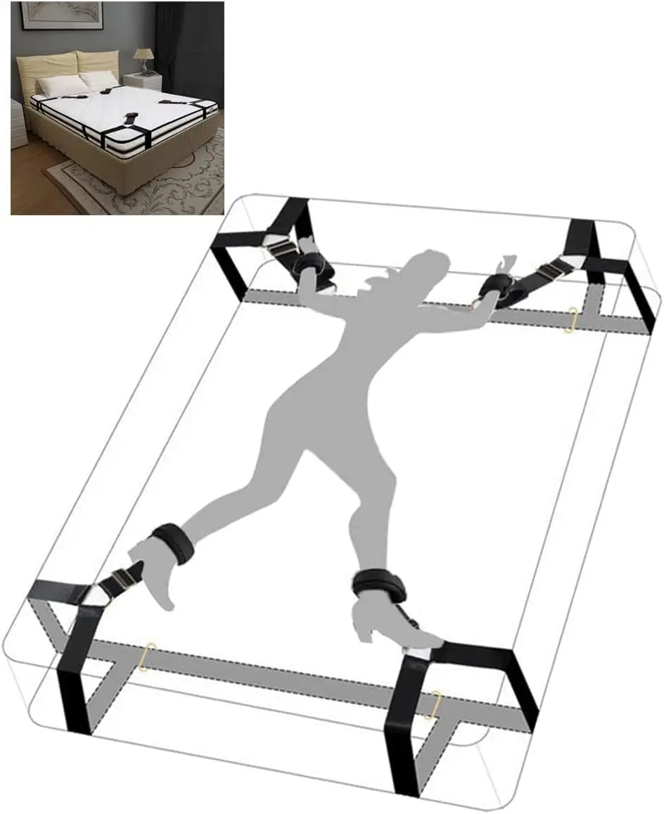 Quick-Install BDSM Bed Restraint Kit with Cuffs