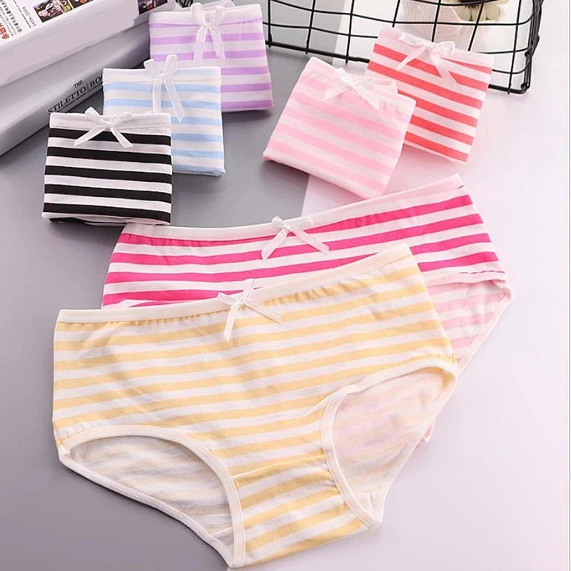 Sweet Pink/Blue Striped Lolita Briefs Sexy Soft Breathable Cotton Panties Cute Bowknot Cosplay Underwears Girls Anime Lingerie