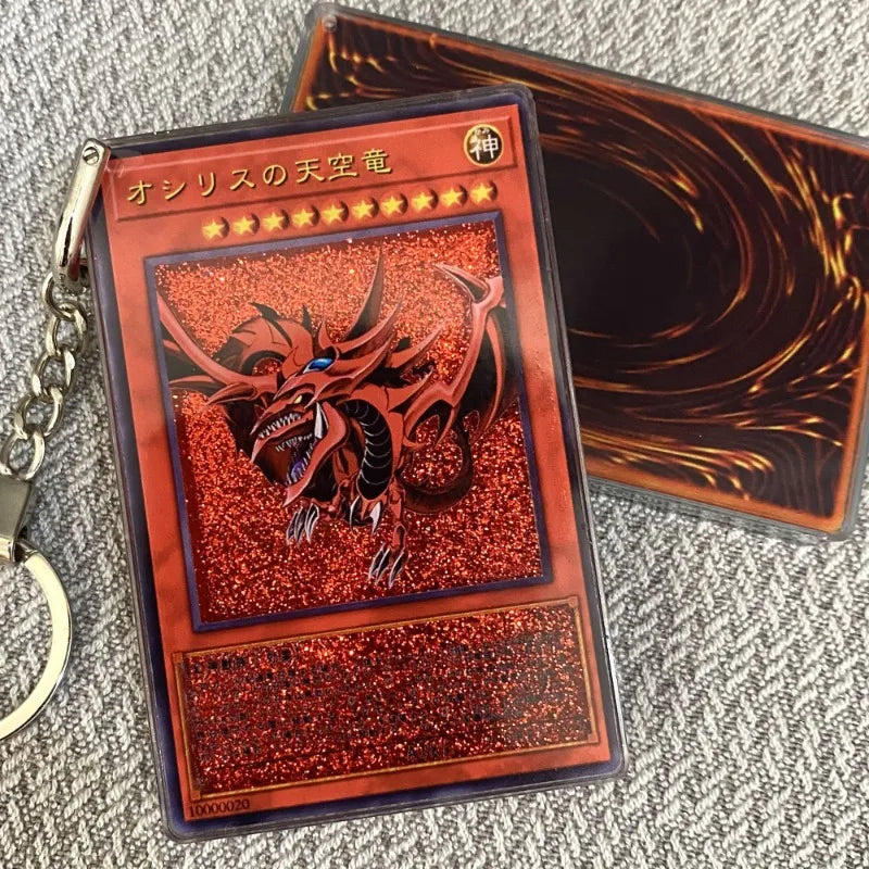 Yu-Gi-Oh!! Anime peripherals keychains creative cartoons cool personalities DIY handmade quicksand cards car schoolbag pendants