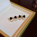 Small Bow & Heart Enamel Stud Earrings
