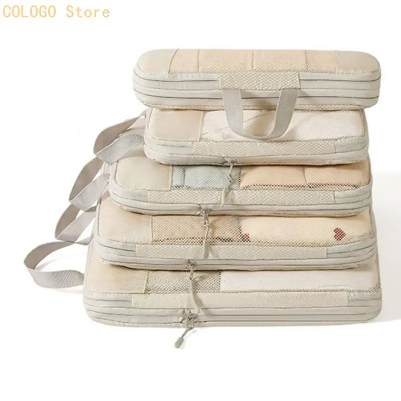 5Pcs Compressible Travel Luggage Organizers Portable Packing Cubes Clothes Shoes Toiletry Storage Bag Space-saving D0LD