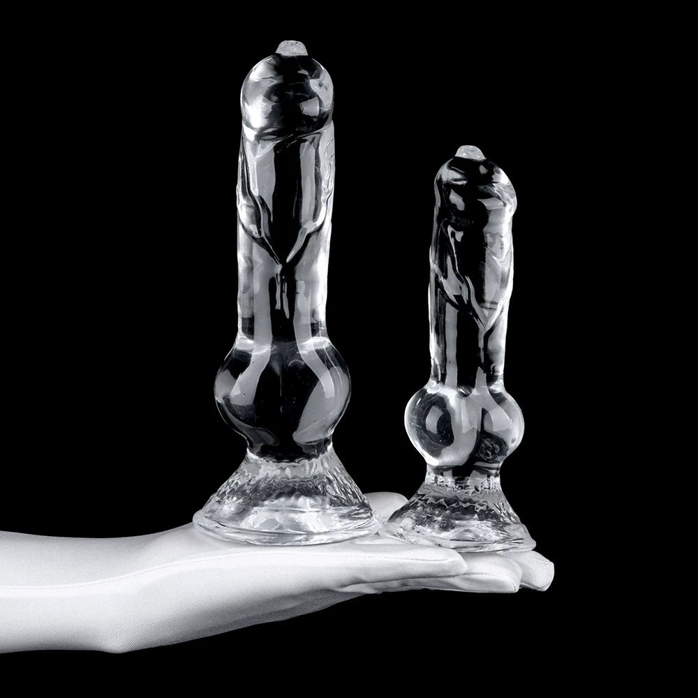 18-33cm Long Animal Dog Dildo TPE Clear Anal Plug Dog Penis Big Suction Cup Cock Vagina Masturbator Anal Sex Toys For Men Women