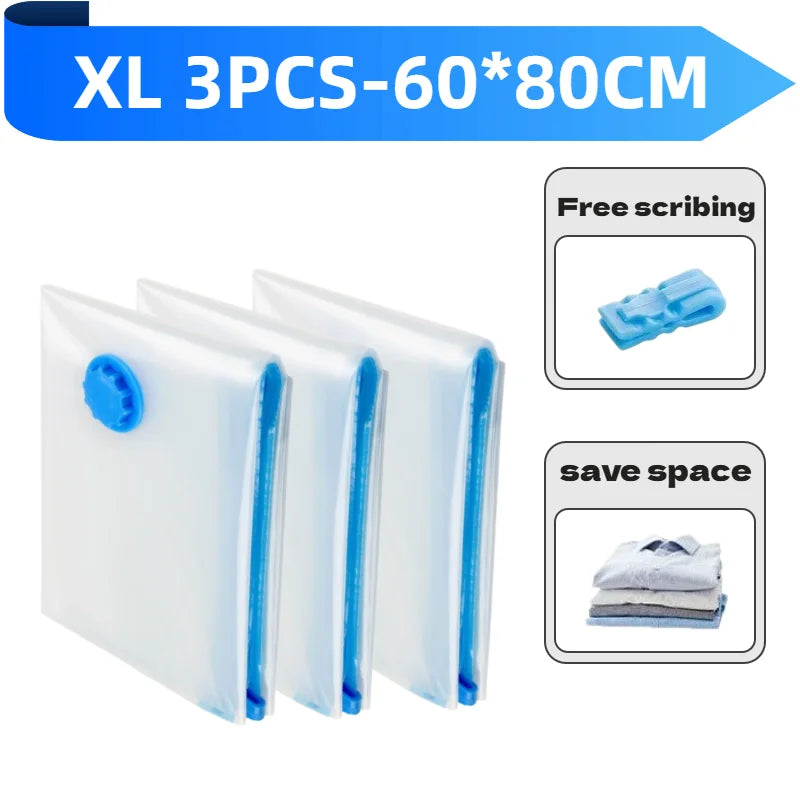 2/3/7-Piece Reusable Vacuum Storage Bag Set with Hand Pump
