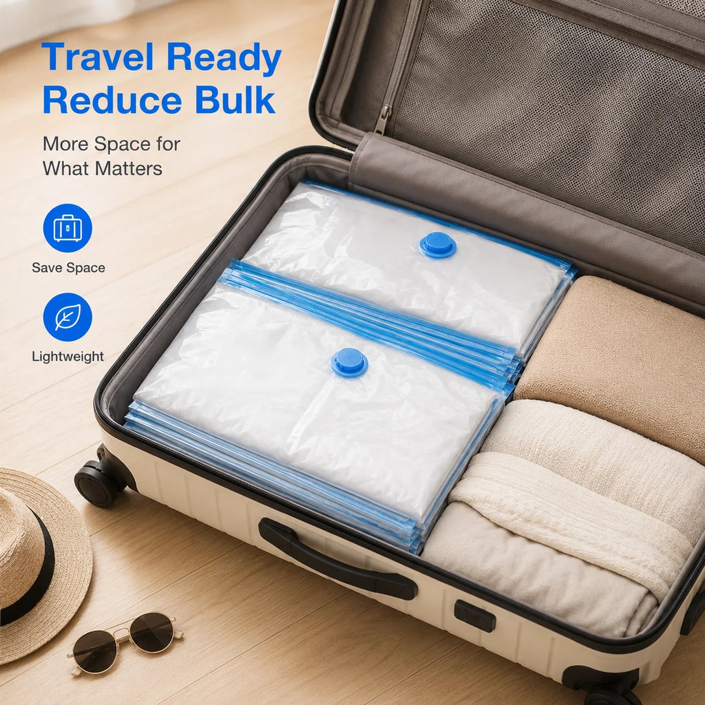 Vacuum Storage Bags for Clothes Space Saver Compression Bags Mixed Size Travel Organizer with Optional Electric Pump