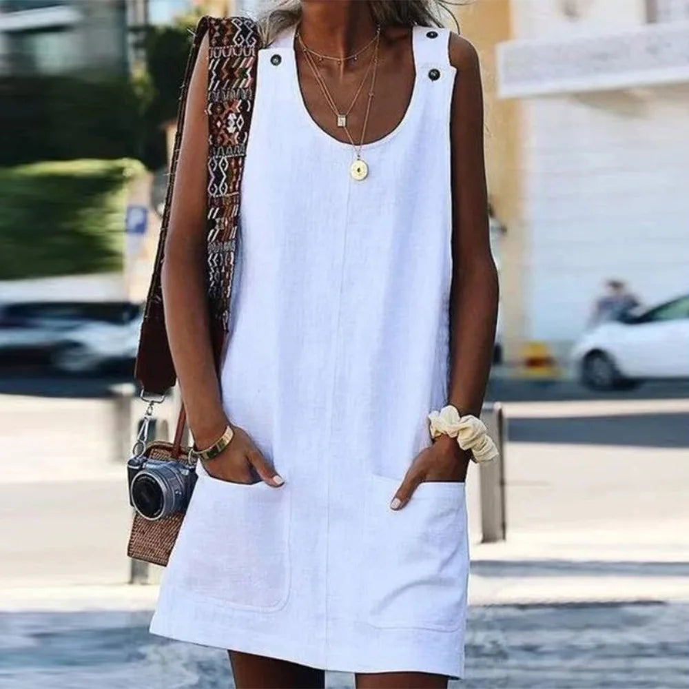 Women's Cotton-Linen Vintage Summer Dress