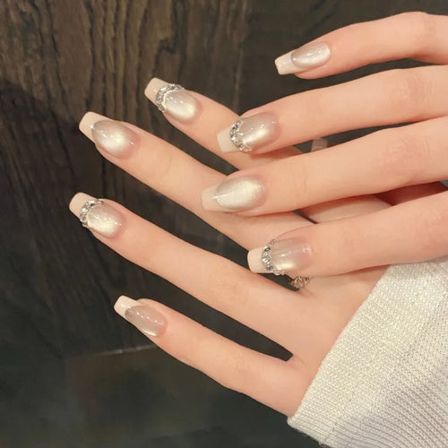 10pcs Handmade 2025 Fake Nails with Tools Simple False Nails Short Realistic Stick-on Nails Artificial Press on Nail Removable